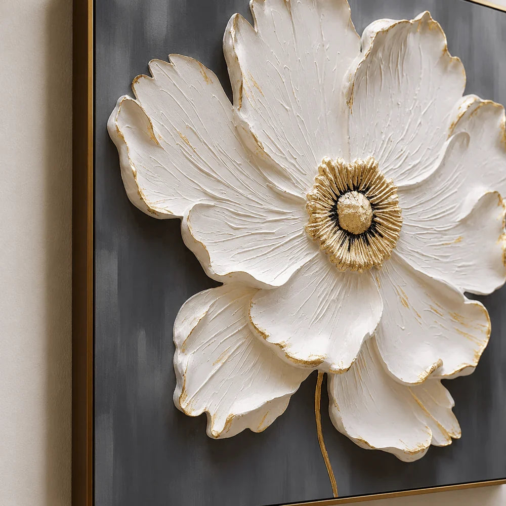 Textured Ivory Peony Wall Art