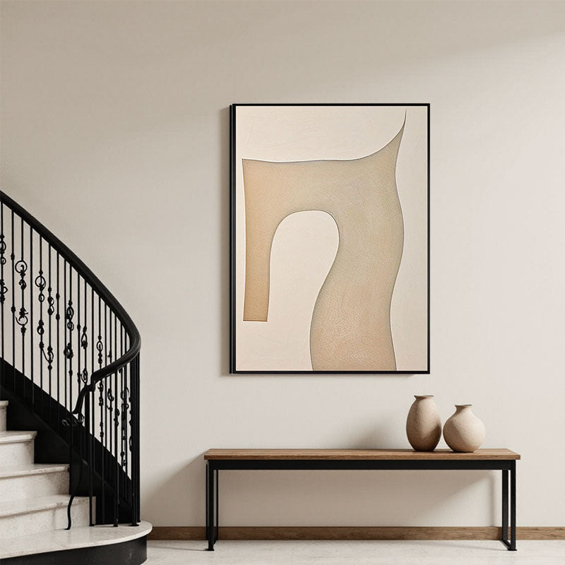 Minimalist Cream River Line Wall Art