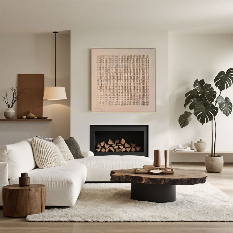 3D Textured Woven Grid Wall Art