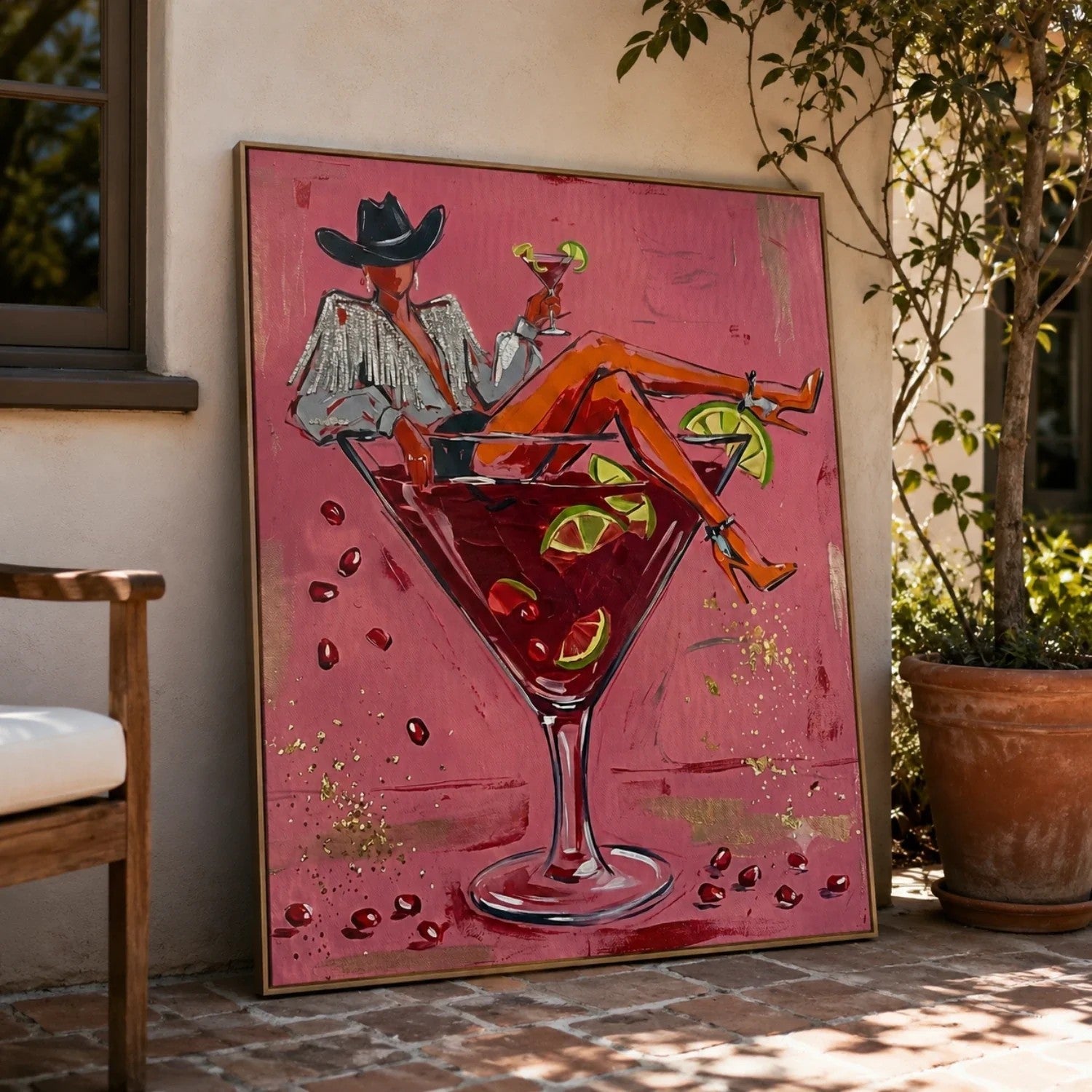 Cowgirl in Martini Glass Pop Art Wall Art