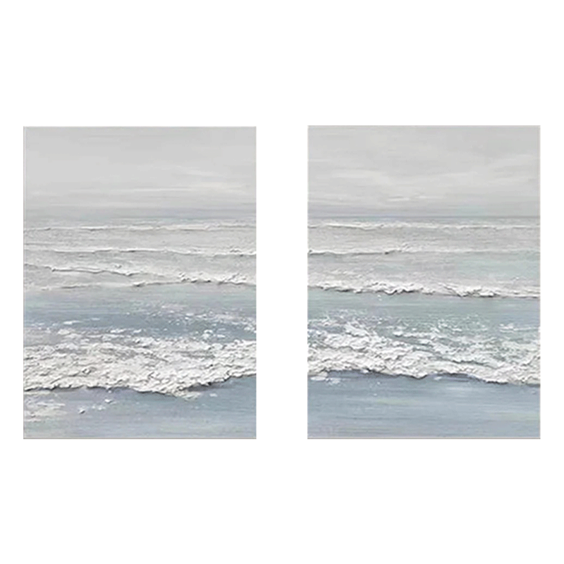 Blue Wave Textured Canvas Wall Art Set of 2