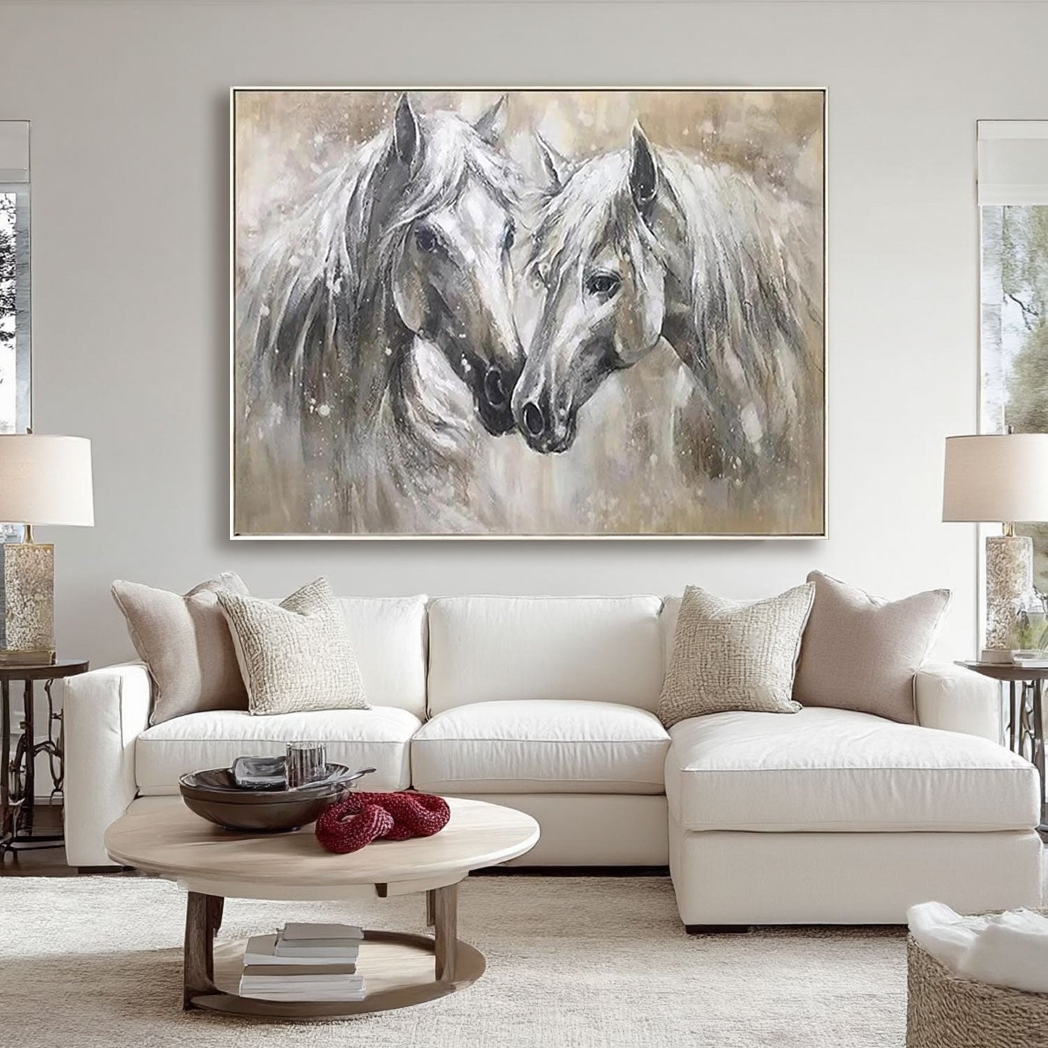 Textured Grey Horse Pair Wall Art