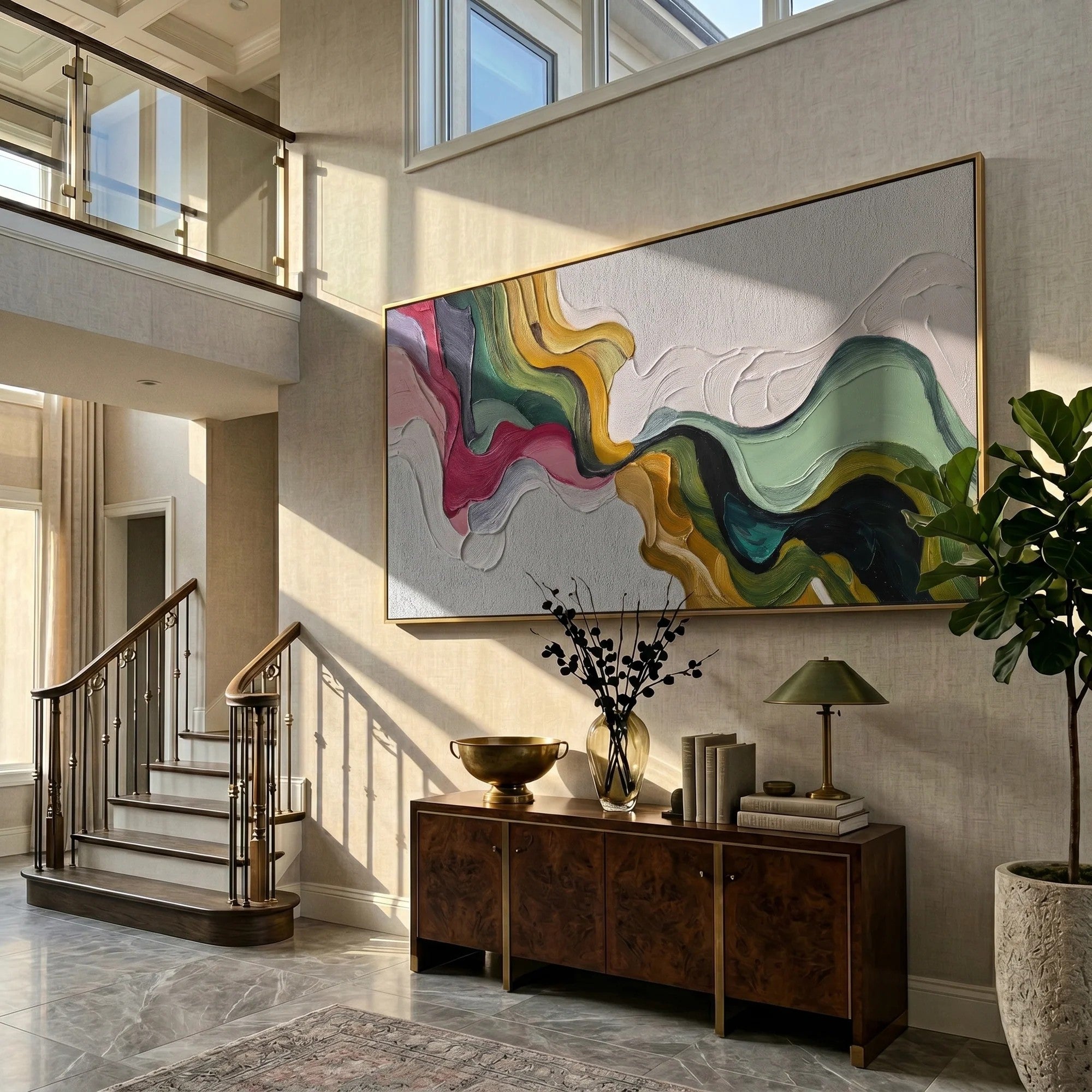 Sculptural Flowing Color River Wall Art