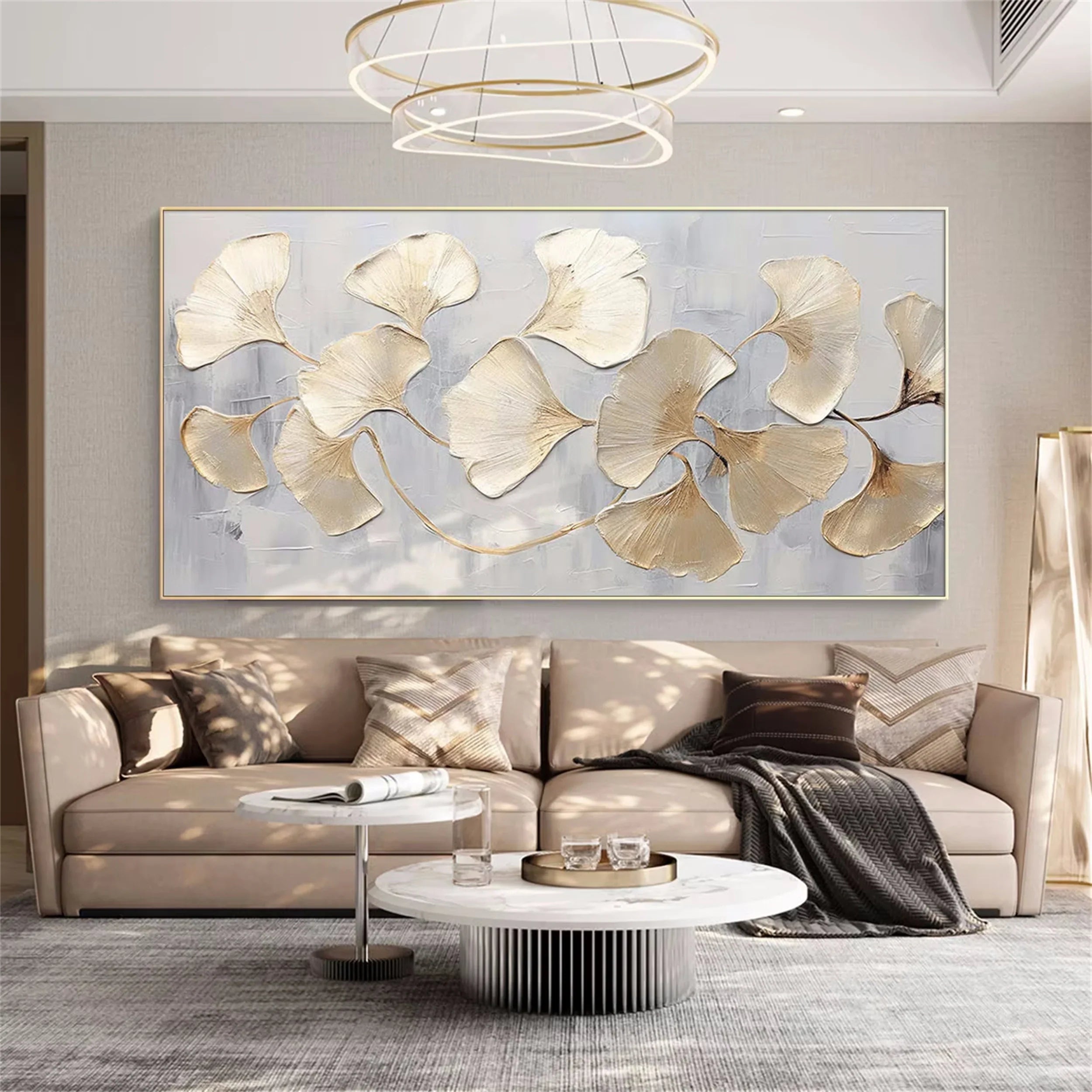 Metallic Gold Ginkgo Leaves Wall Art