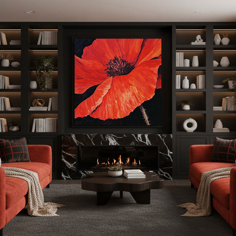 Skirt of Flame - High Saturation Hand-Painted Floral Close up Wall Art