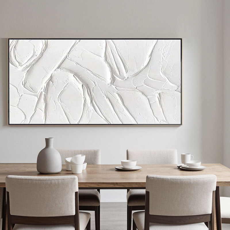 Textured White Relief Wall Art