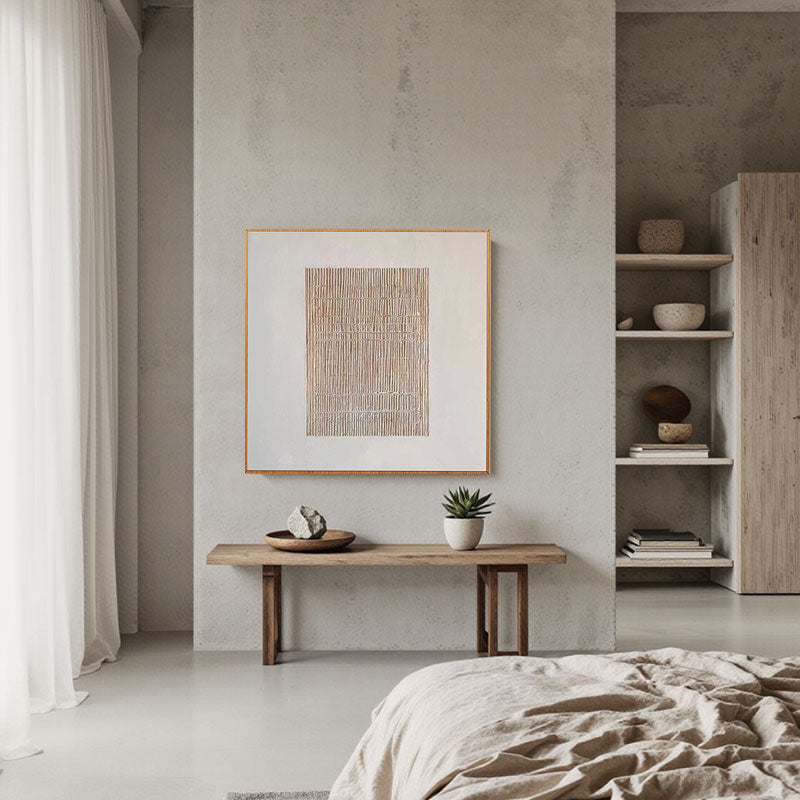 Ribbed Texture Neutral Tone Abstract Wall Art