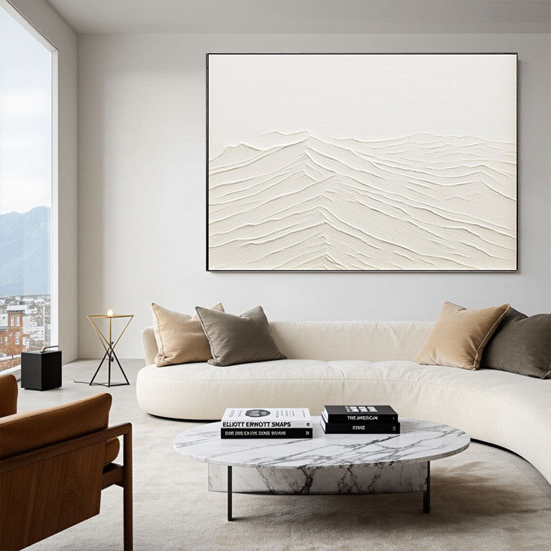 Textured Off-White Mountain Range Wall Art