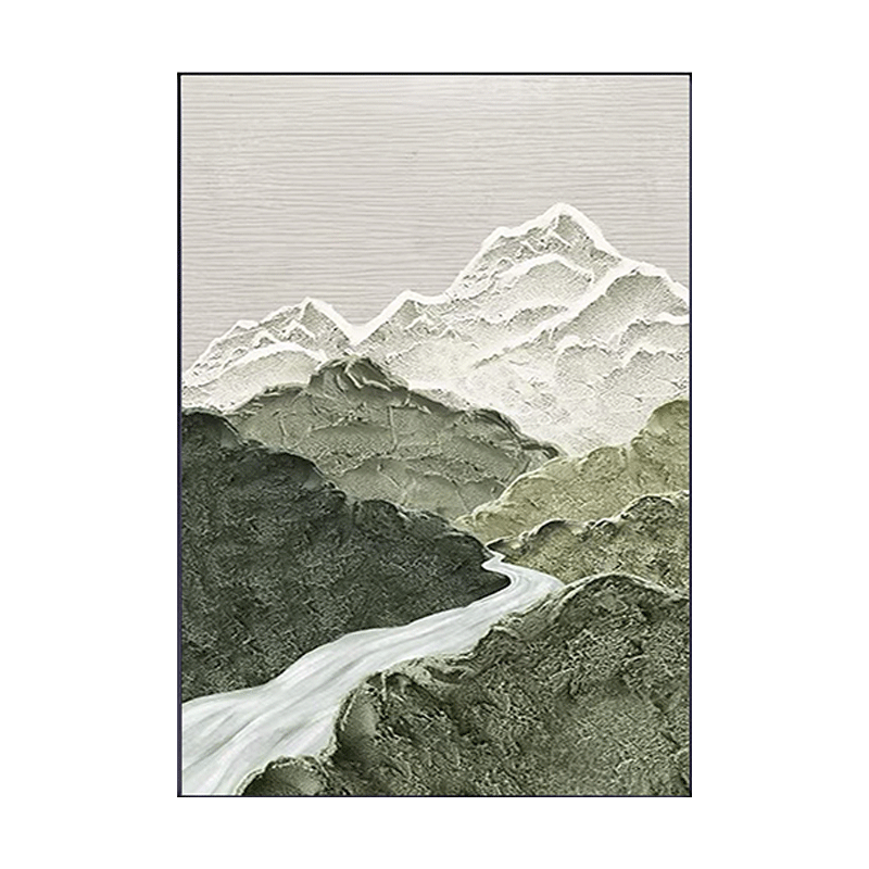 Textured Snow Mountain River Art