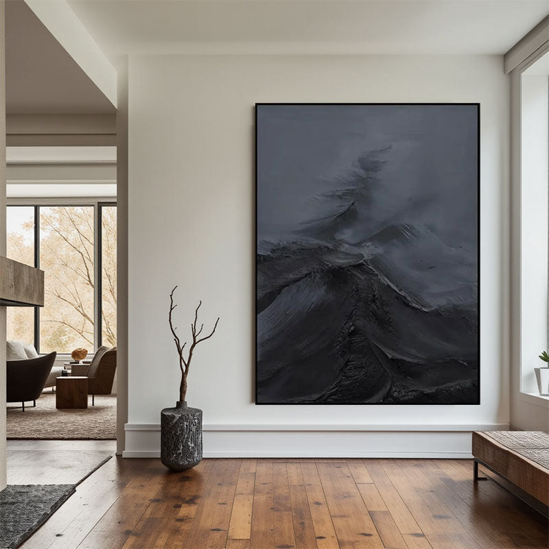 3D Textured Grey Swirl Wall Art