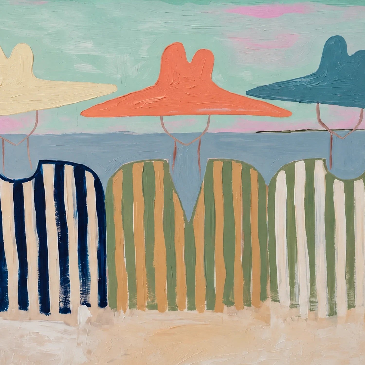 Coastal Beach Umbrellas & Chairs Wall Art