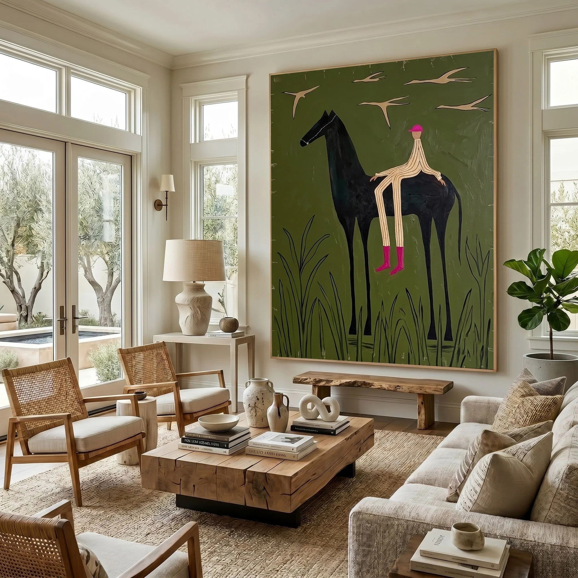 Silhouette Horse & Rider Meadow Wall Art