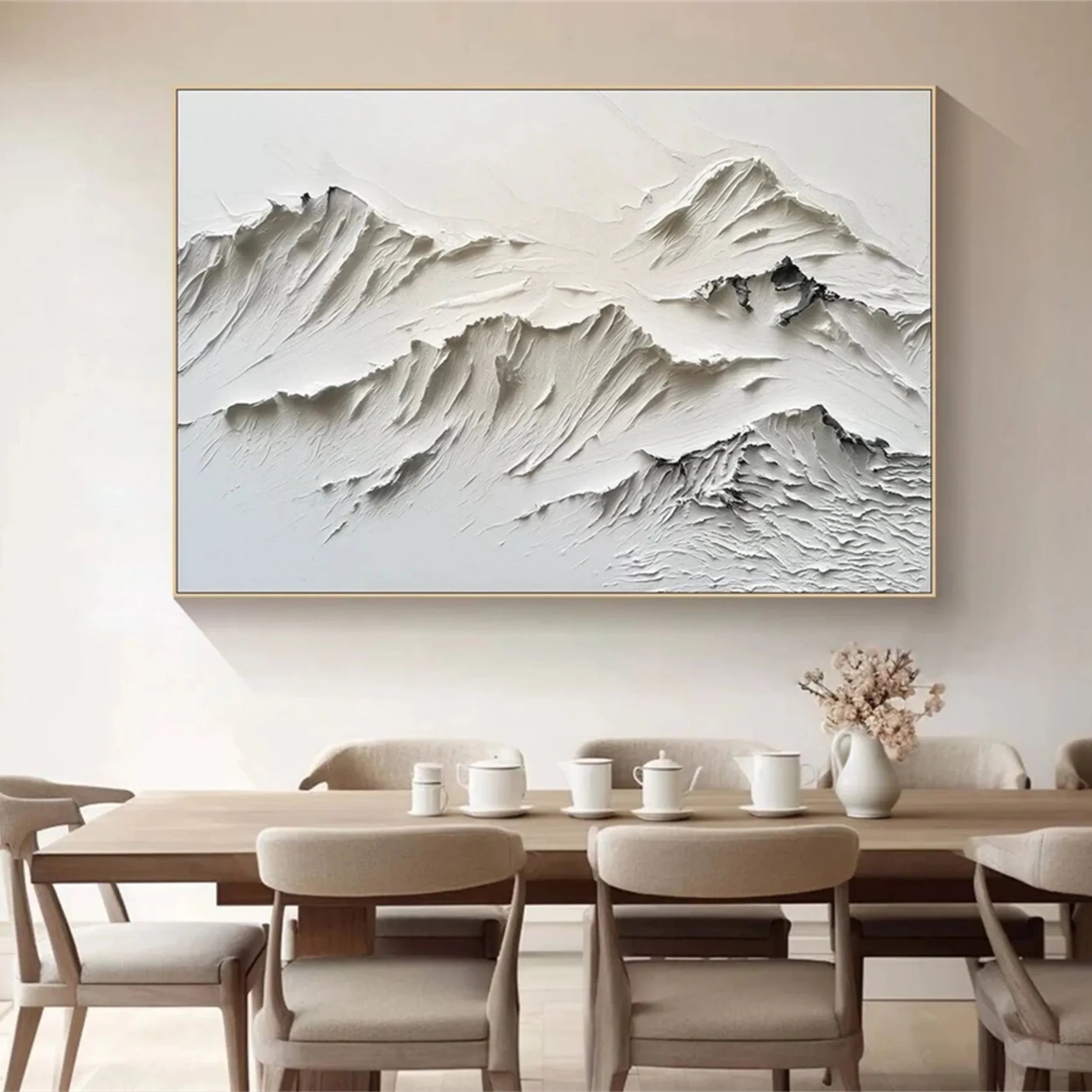 Textured White Peak Relief Art