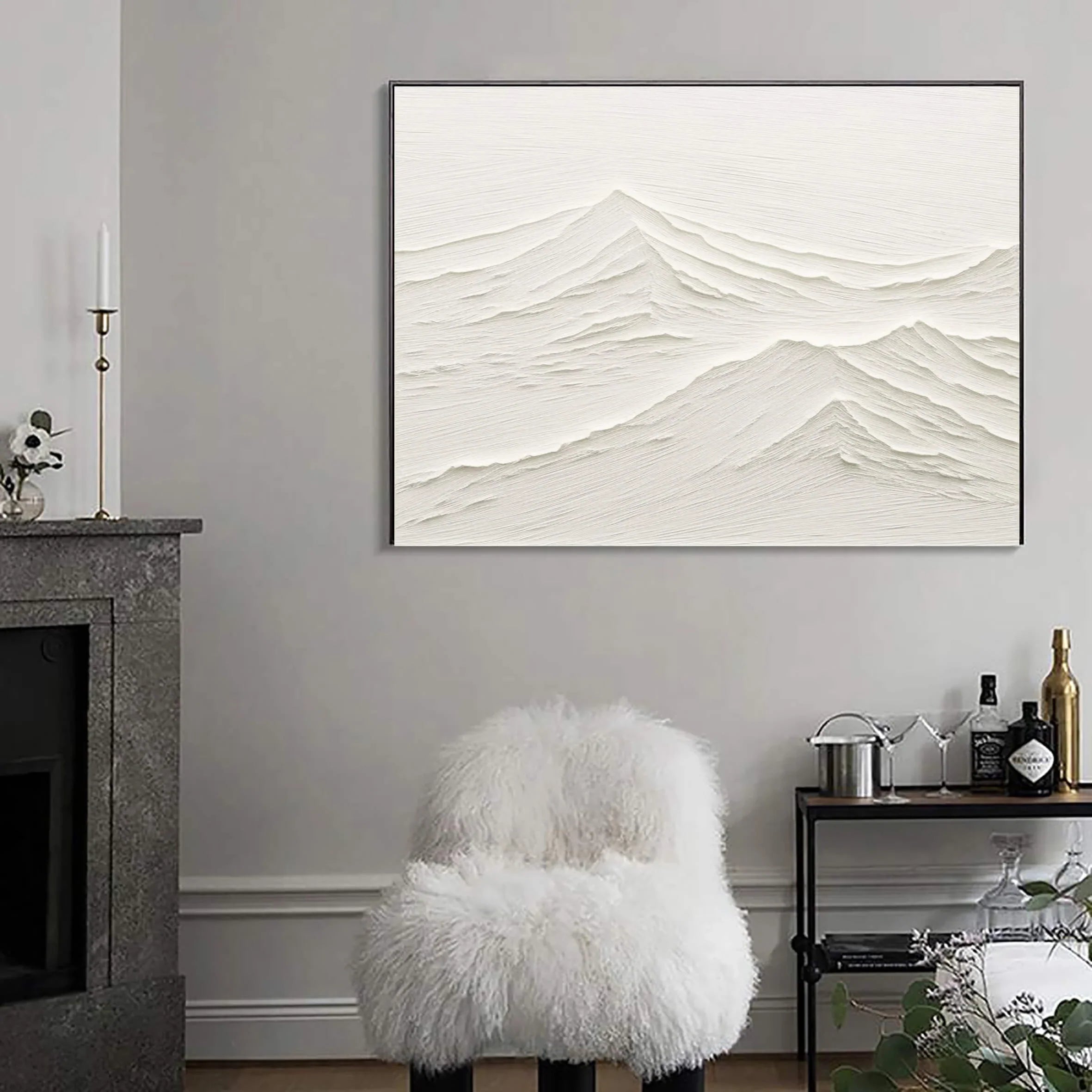 Textured White Dune Relief Art