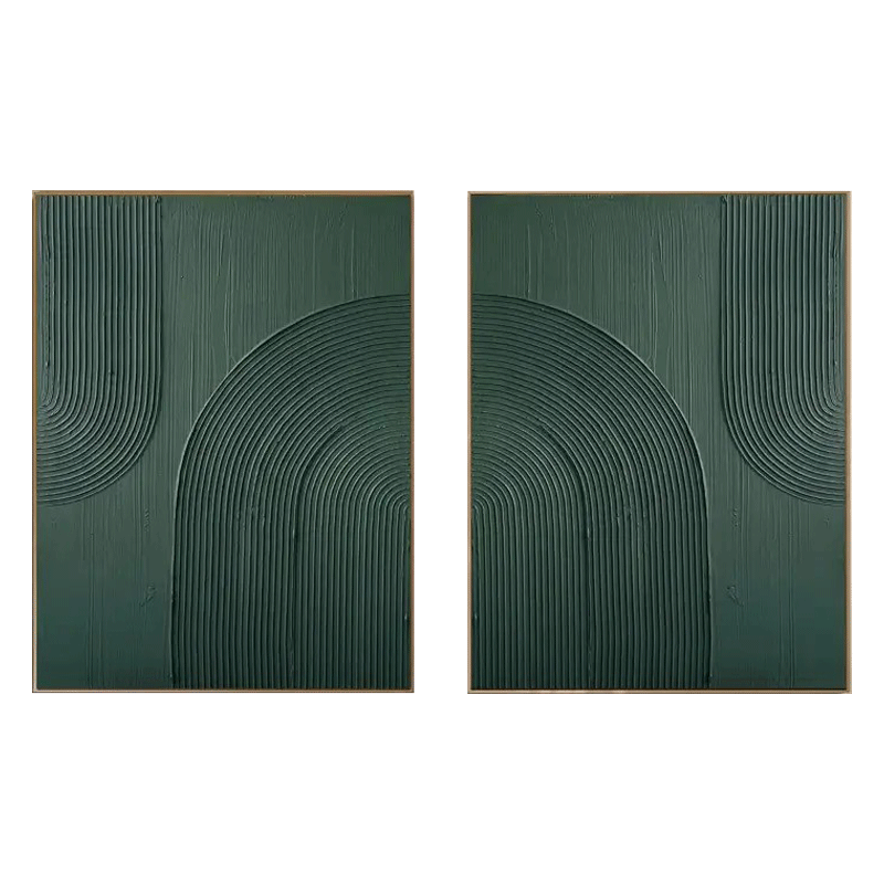 Sculptural Emerald Dome Line Wall Art Set of 2