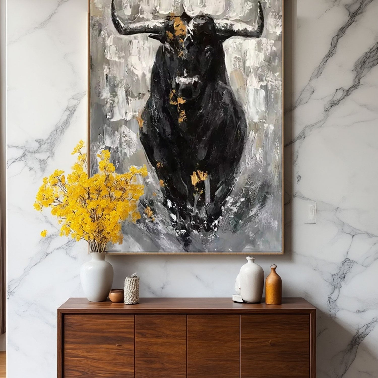 Textured Bull Portrait Wall Art