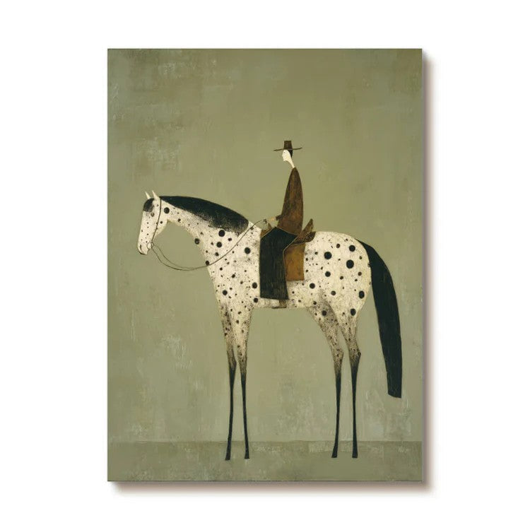 Rustic Folk Speckled Horse & Rider Wall Art