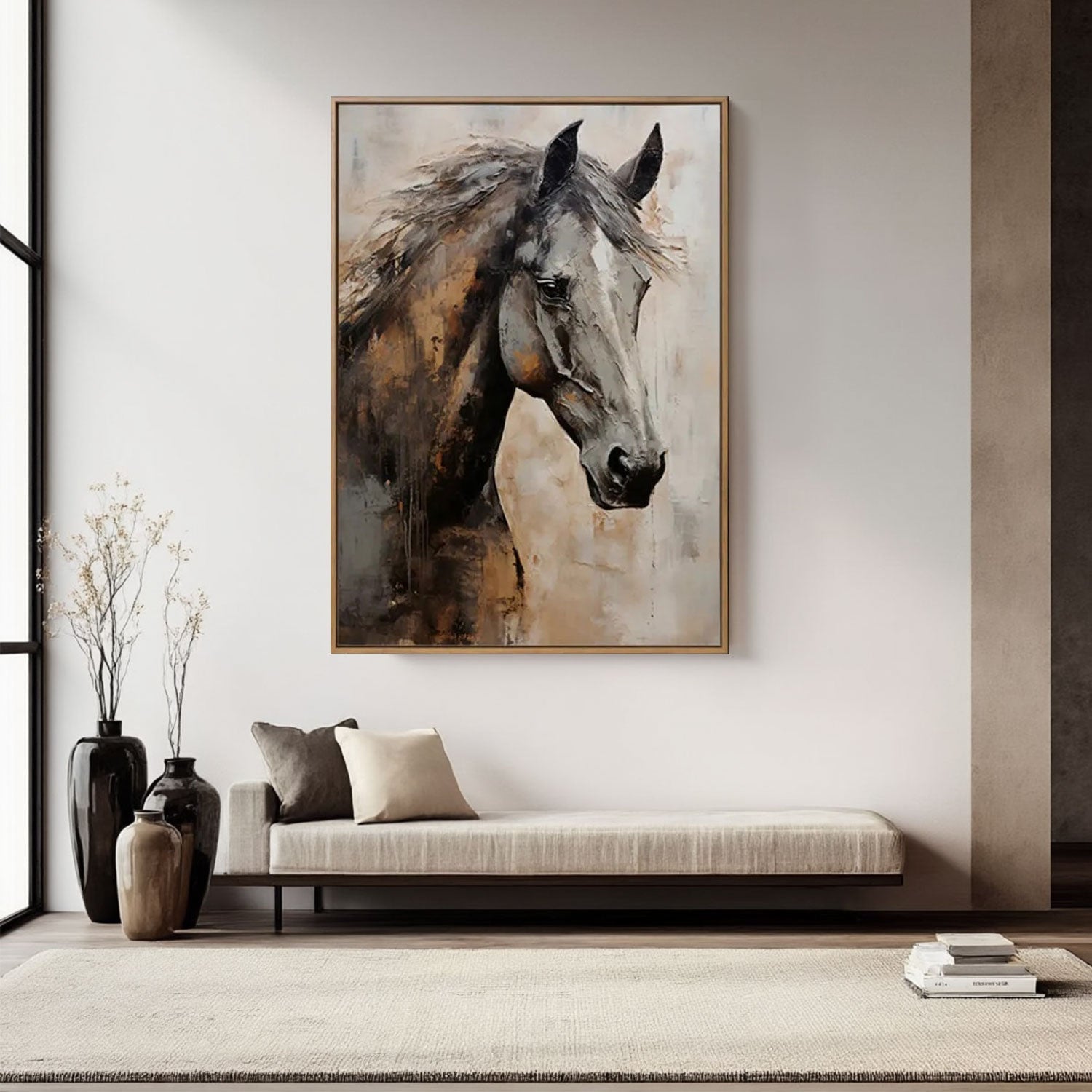 Framed Textured Horse Portrait Art