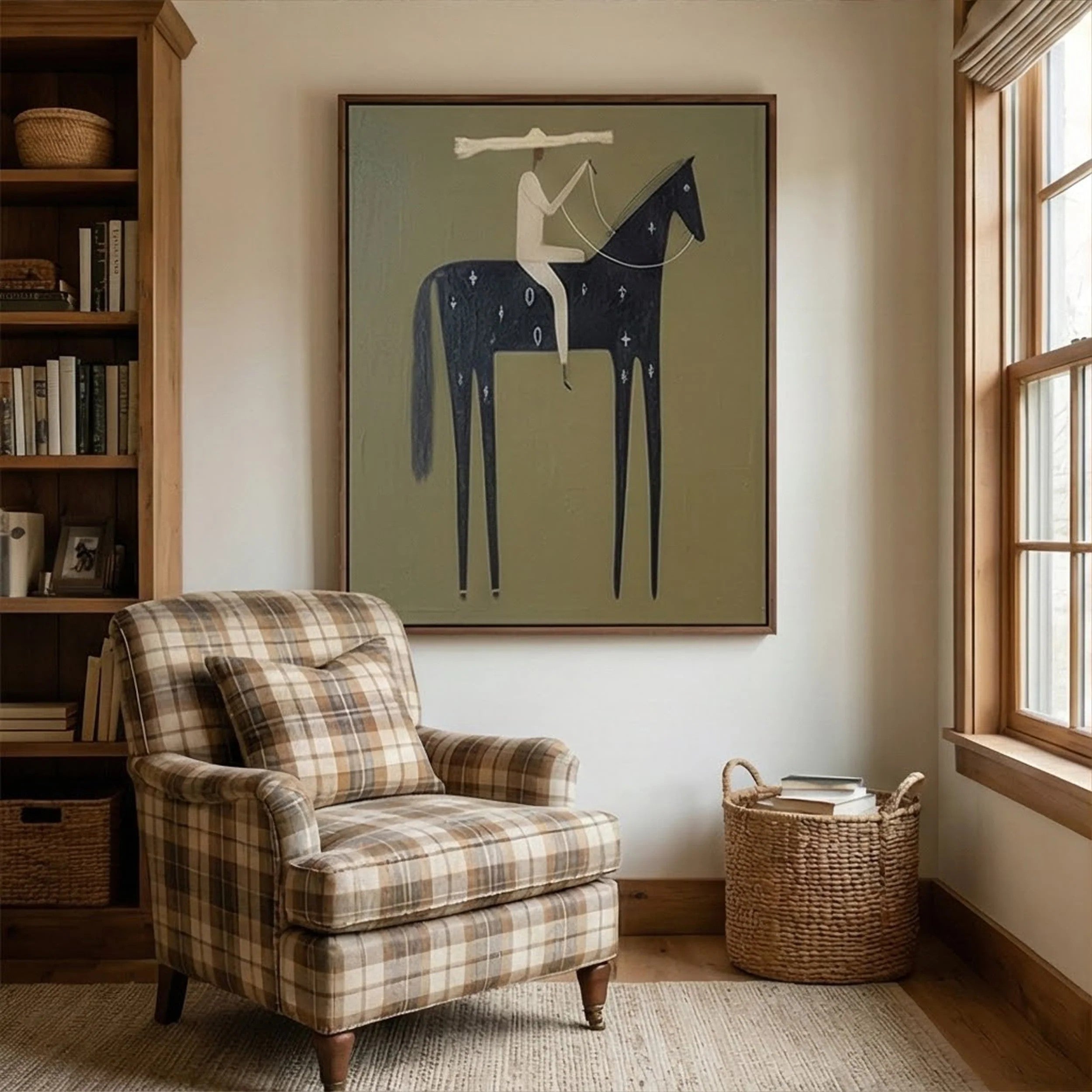 Whimsical Starry Horse Rider Wall Art