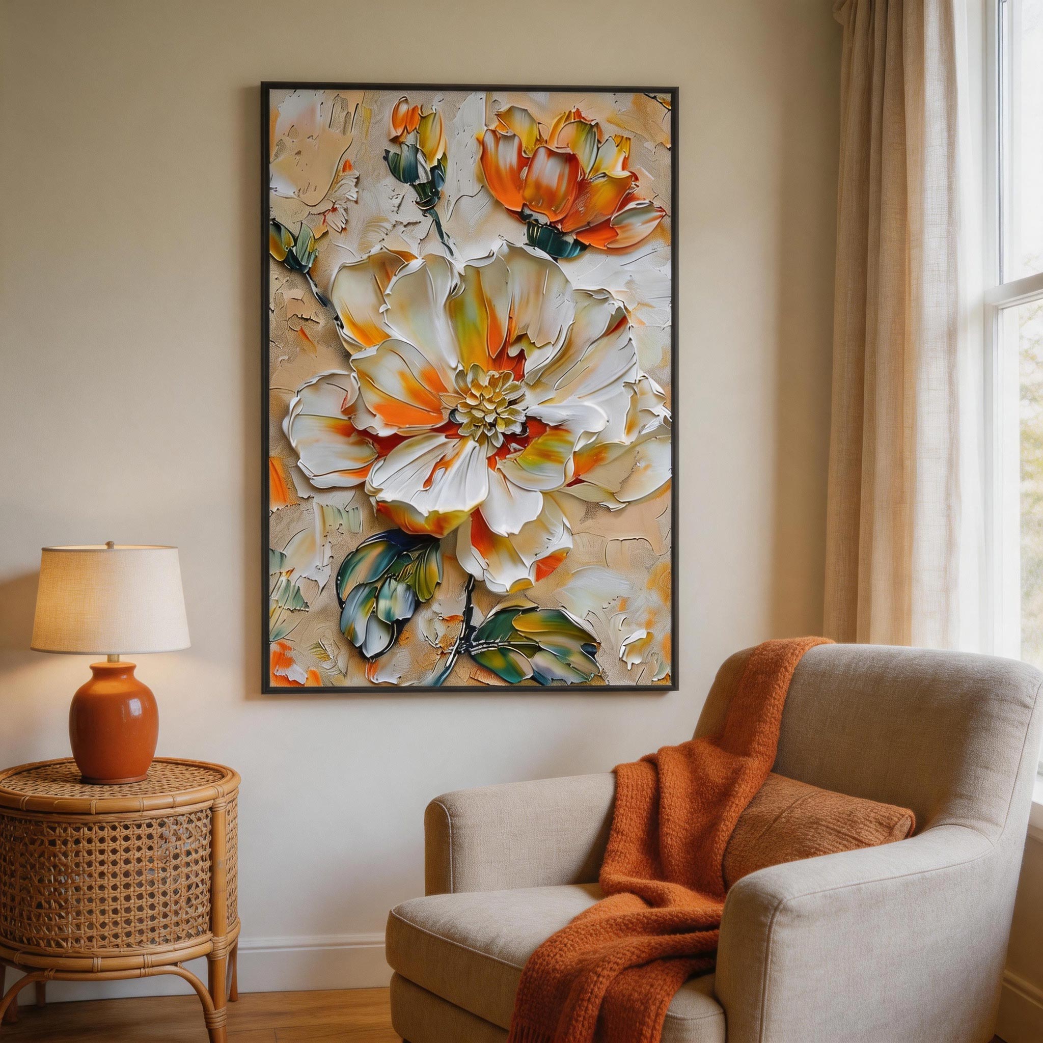 3D Textured Ivory Bloom Wall Art