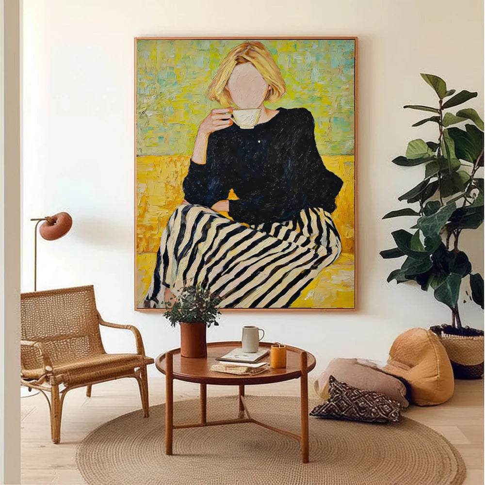 Faceless Coffee Woman Wall Art