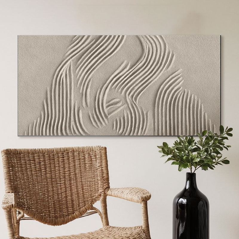 Sculptural Wave Line Beige Wall Art