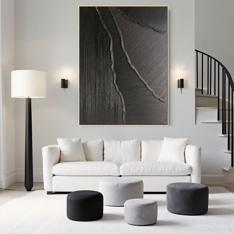 Charcoal Crack Textured Canvas