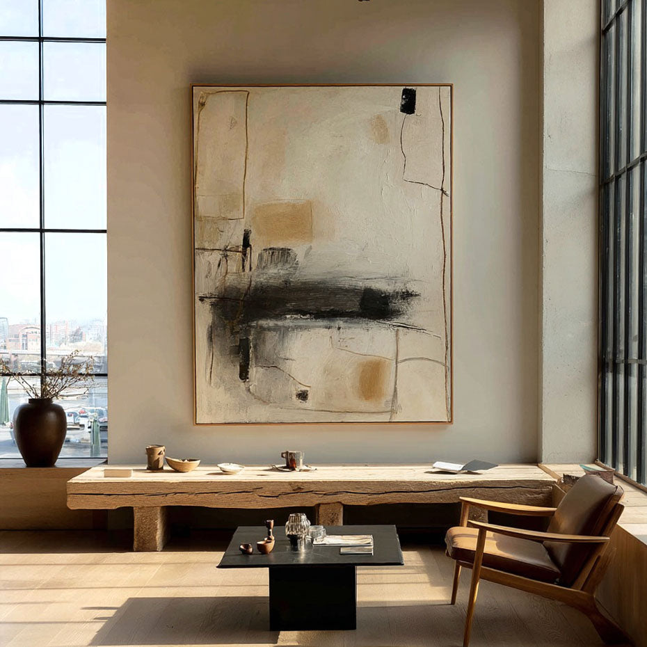 The Draft of Time - Wabi Sabi Earth Tone Line Wall Art