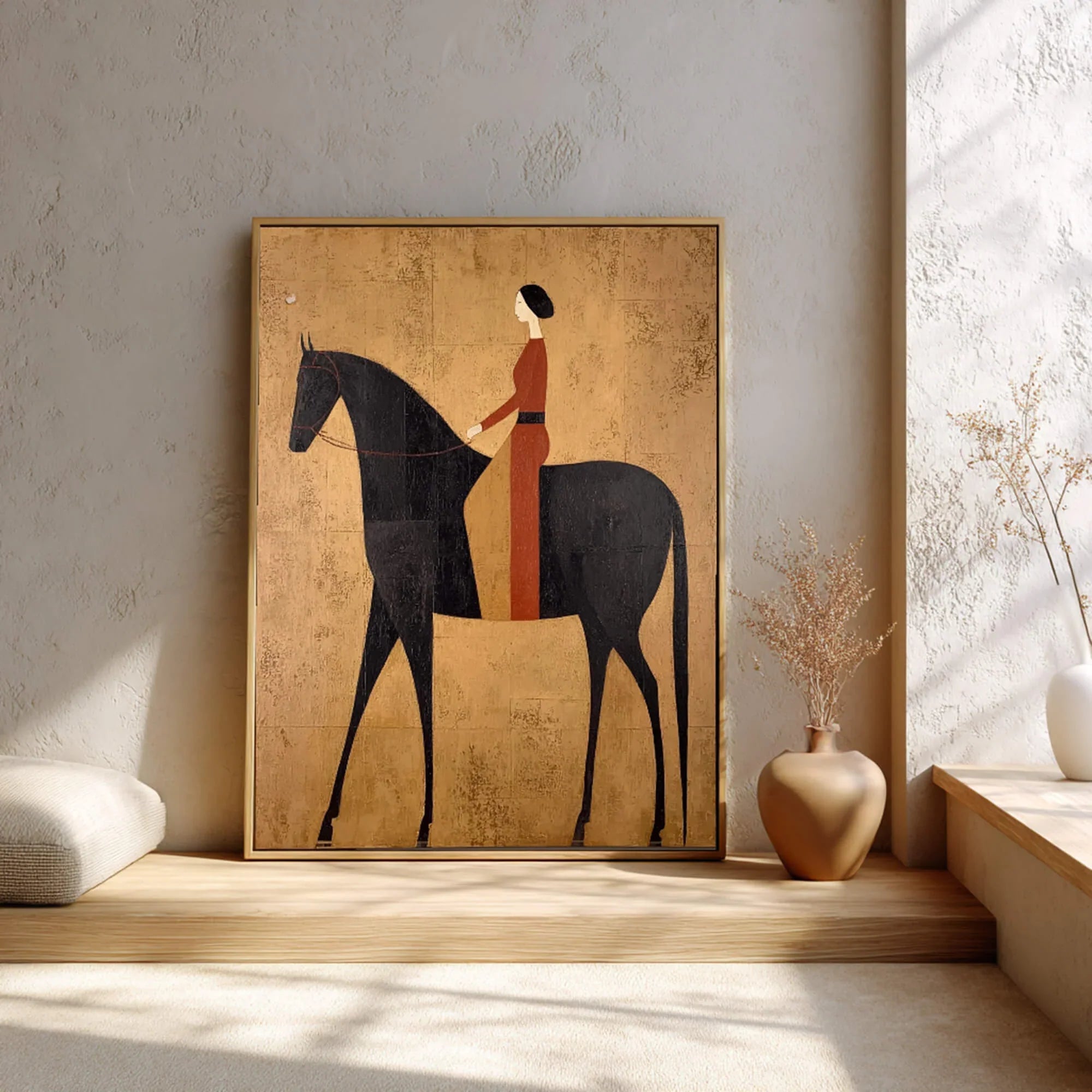 Rust Red Rider Silhouette Wall Art