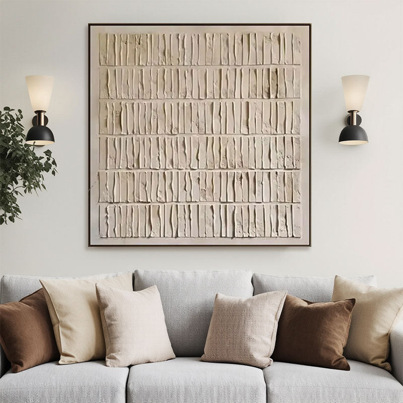 3D Textured Ivory Brick Stack Wall Art