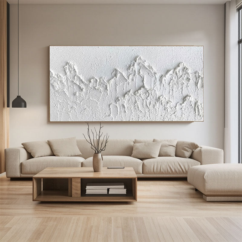 3D Textured White Mountain Wall Art