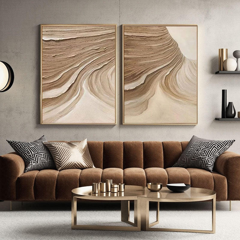 Flowing Earth Tone Abstract Canvas Set of 2