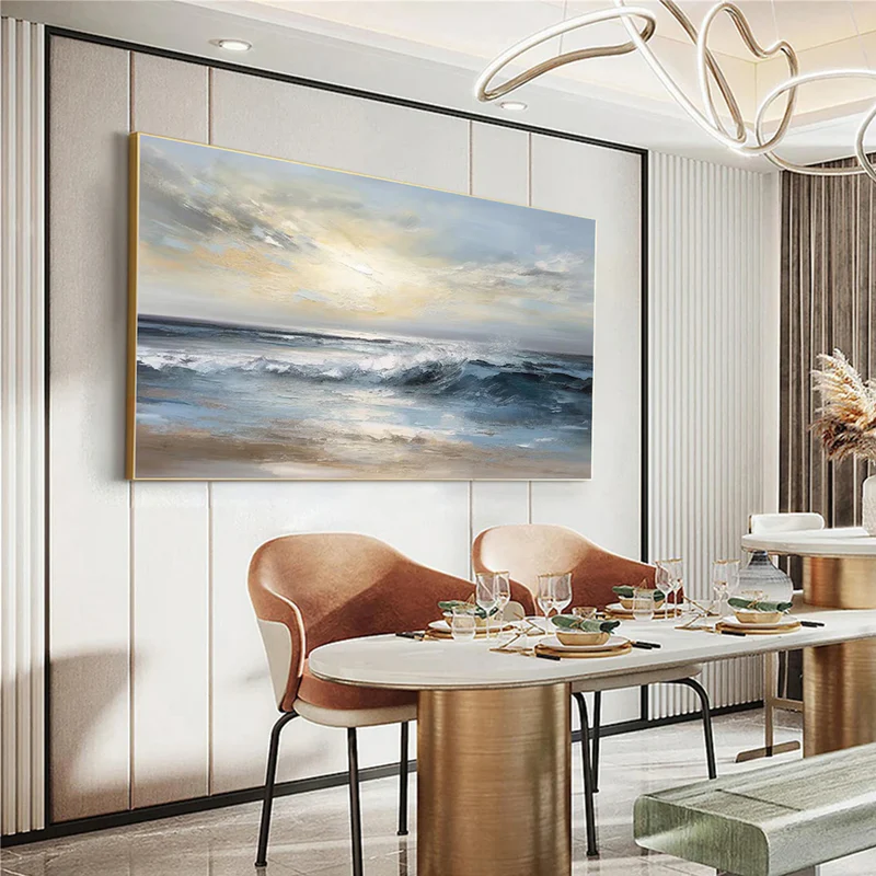 Textured Golden Sky Ocean Wall Art