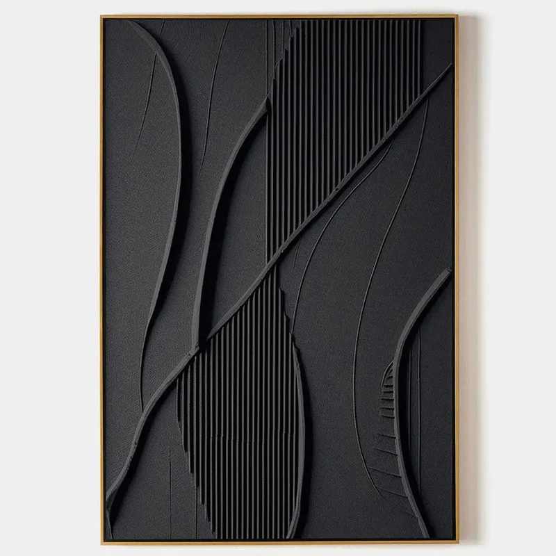 3D Textured Black Branch Panel Wall Art