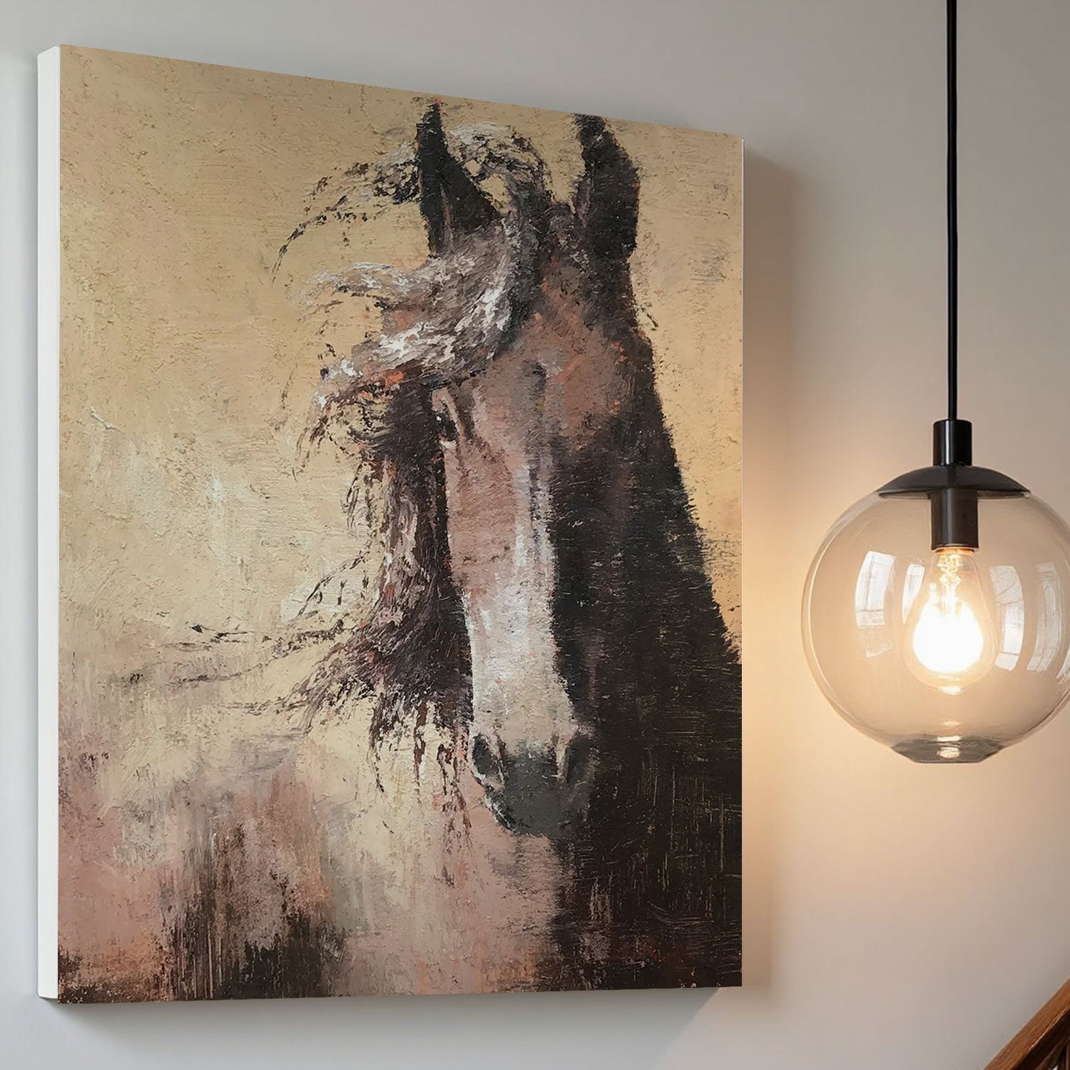Textured Dark Horse Portrait Wall Art