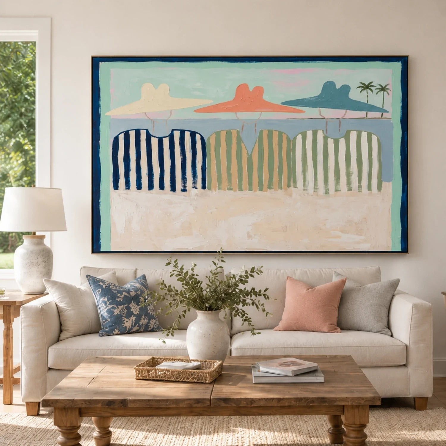 Coastal Beach Umbrellas & Chairs Wall Art