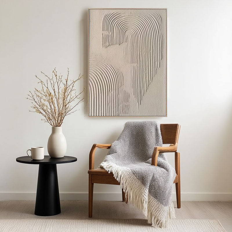 3D Textured Beige Arch Line Wall Art