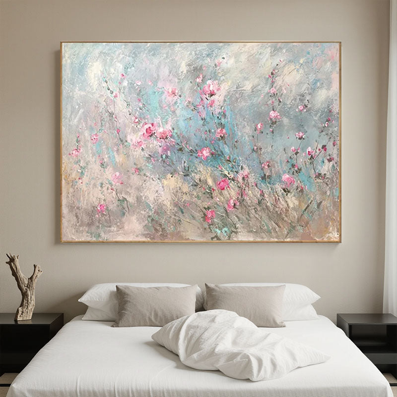 Soft Blue Beige Abstract Floral Wall Art