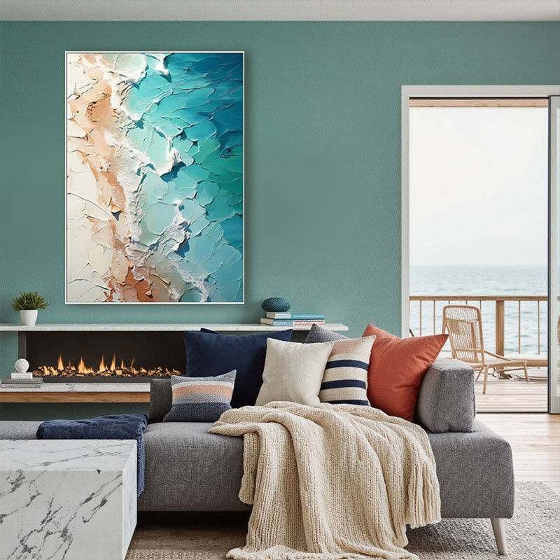 3D Textured Turquoise Sand Wall Art