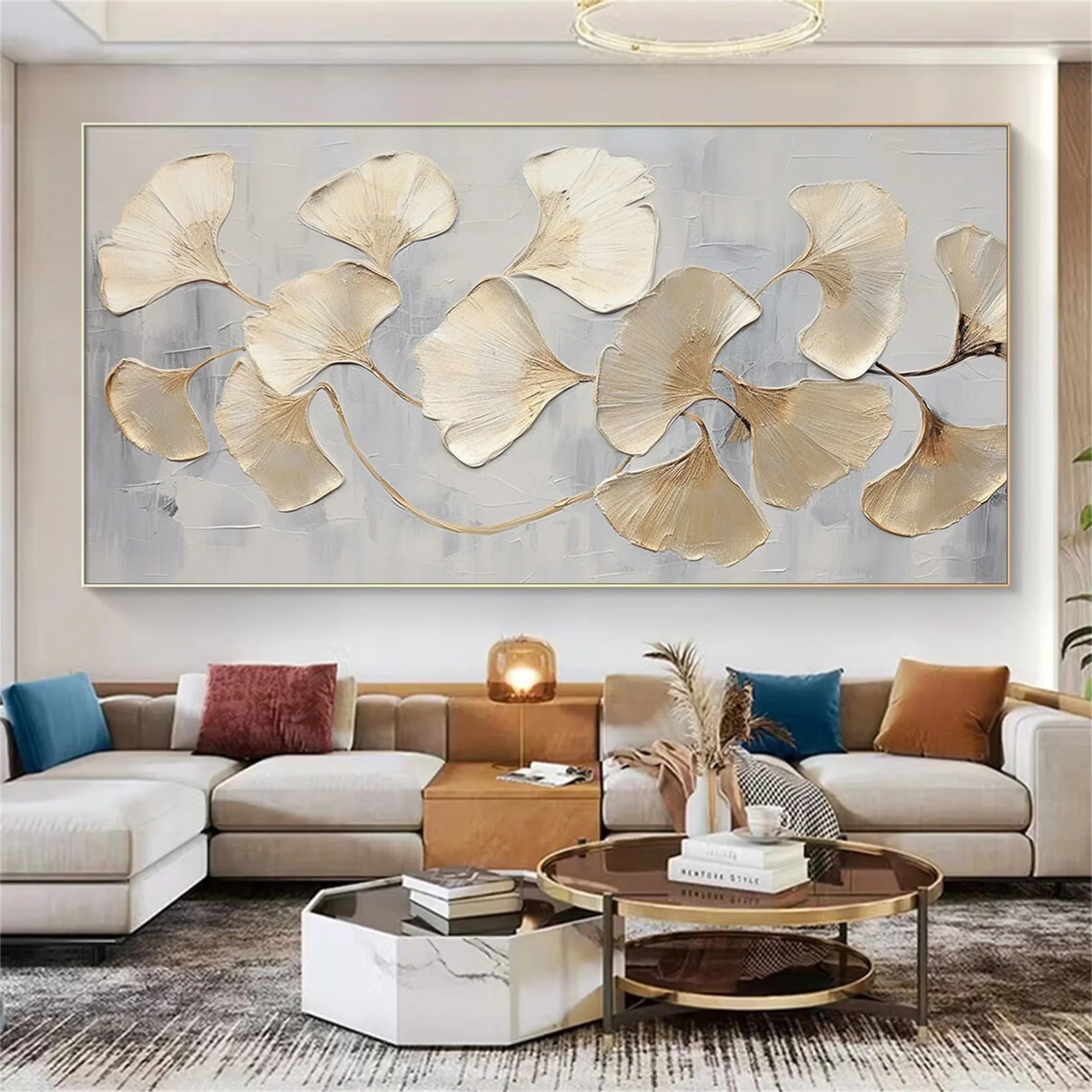 Metallic Gold Ginkgo Leaves Wall Art