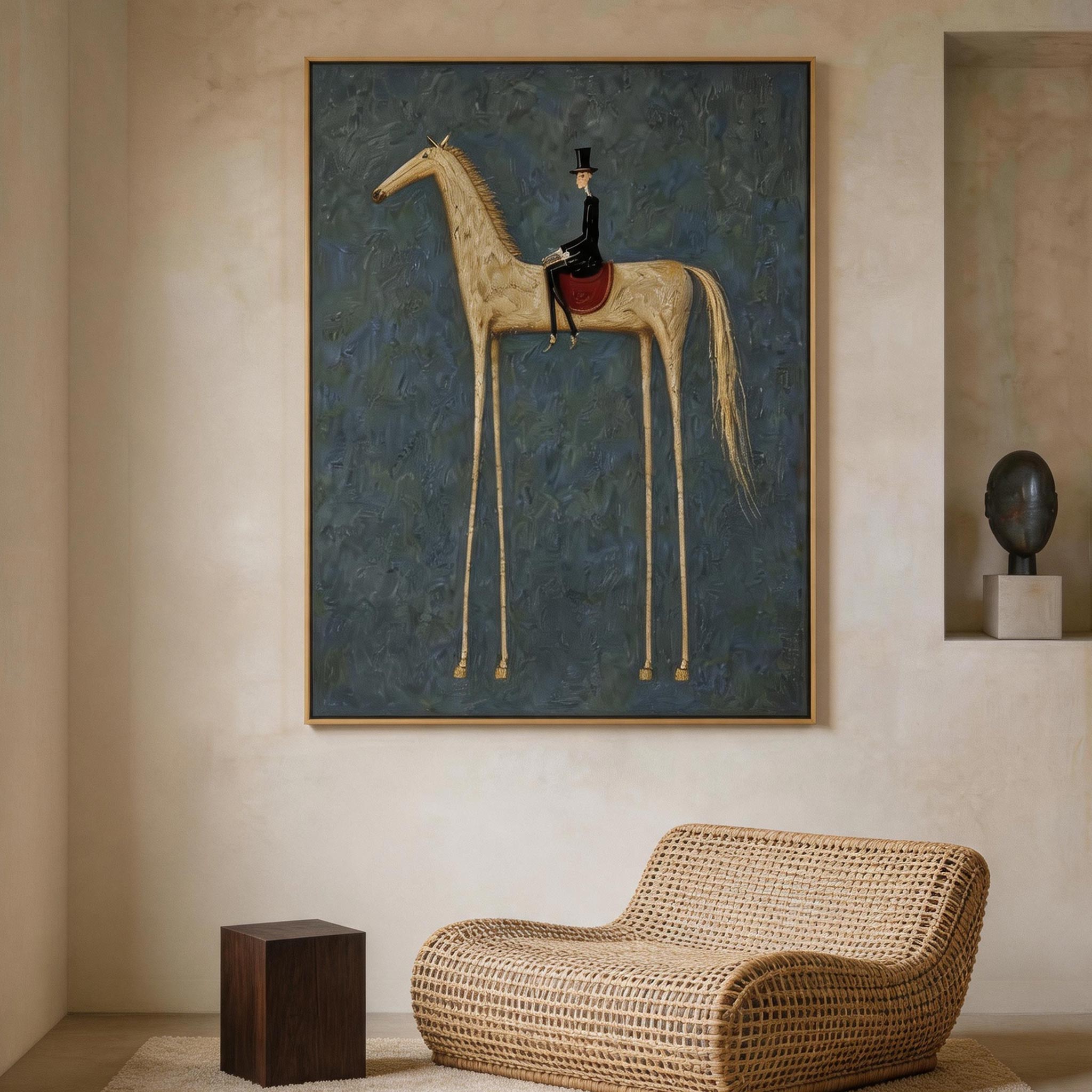 The Gentleman Rider — Pale Horse & Top Hat Canvas Wall Art