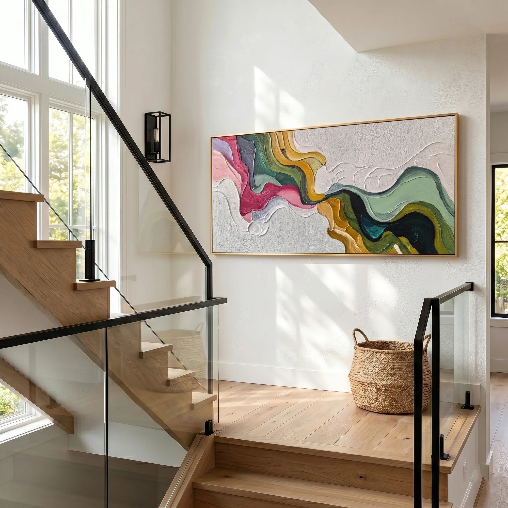Sculptural Flowing Color River Wall Art