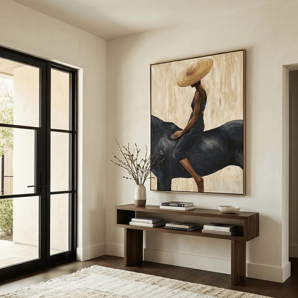Wide-Brim Hat Woman on Horseback Wall Art