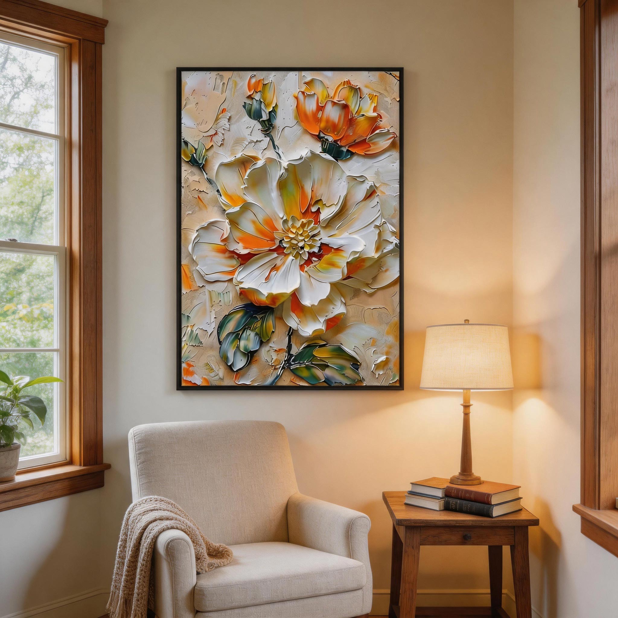 3D Textured Ivory Bloom Wall Art