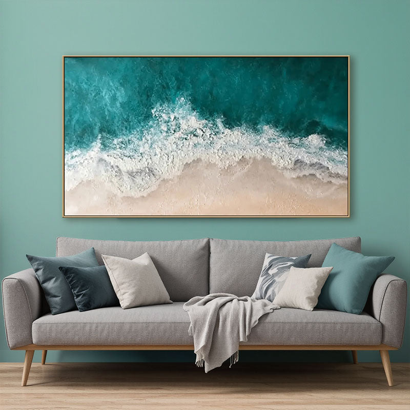 Textured Turquoise Wave Beach Wall Art