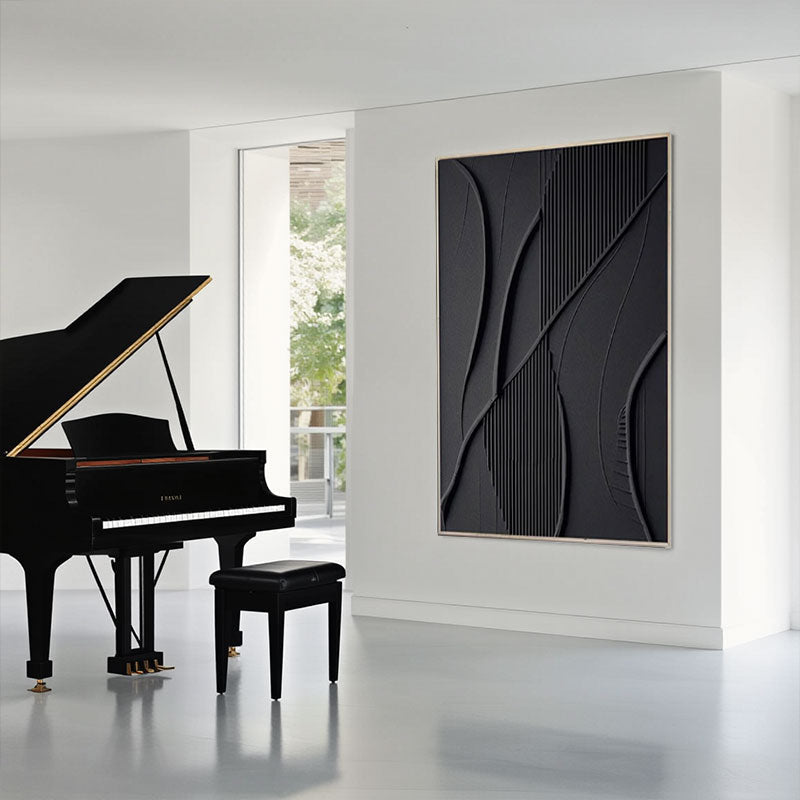 3D Textured Black Line Wall Art