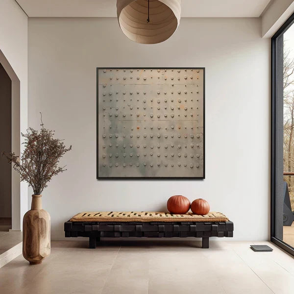 Minimalist Grid Texture Wall Art – Modern Neutral Abstract Canvas Painting