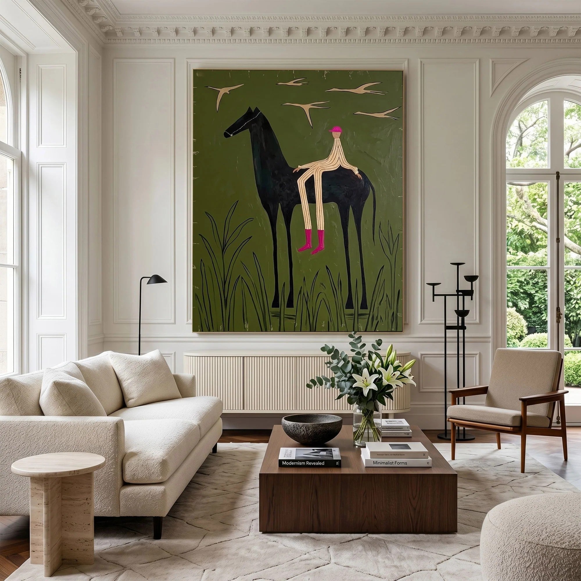 Silhouette Horse & Rider Meadow Wall Art