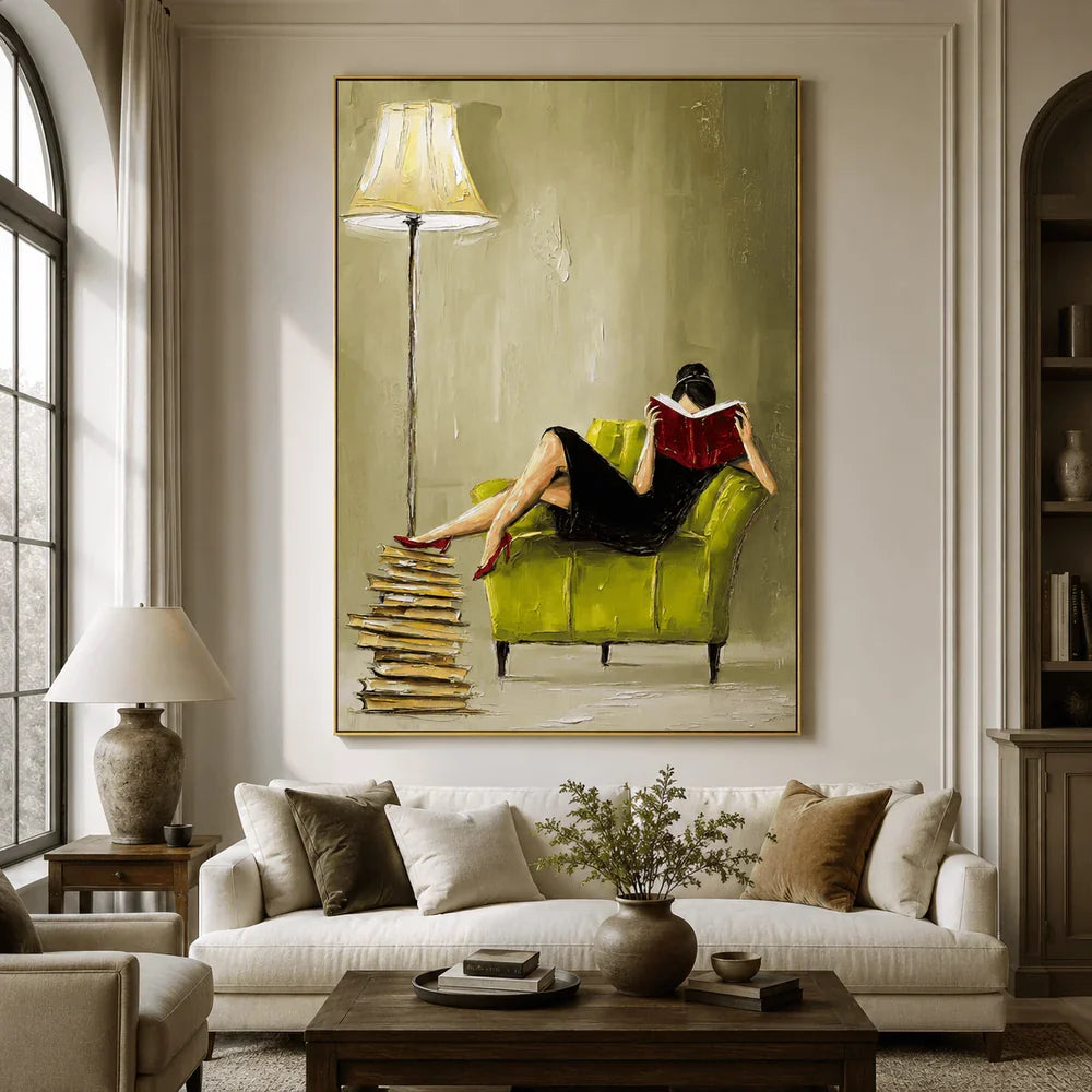 Impasto Reading Woman Wall Art
