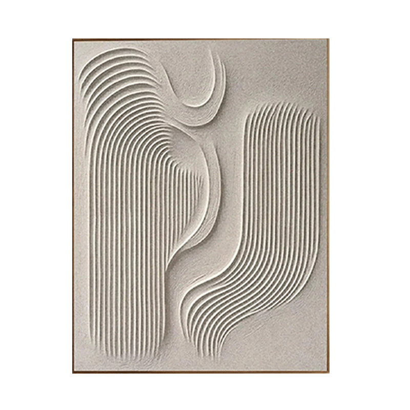 Geometric Wave Relief Abstract Wall Art